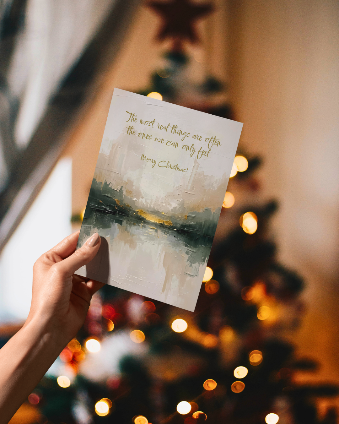 A6 Weihnachtskarten, hochwertige Weihnachtskarten zum Aufhängen oder verschenken. Kunstkarten mit inspirierenden Zitaten von Unique ArtStraction – abstrakte Kunst, liebevolle Sprüche, kleine Gesten für die Liebsten