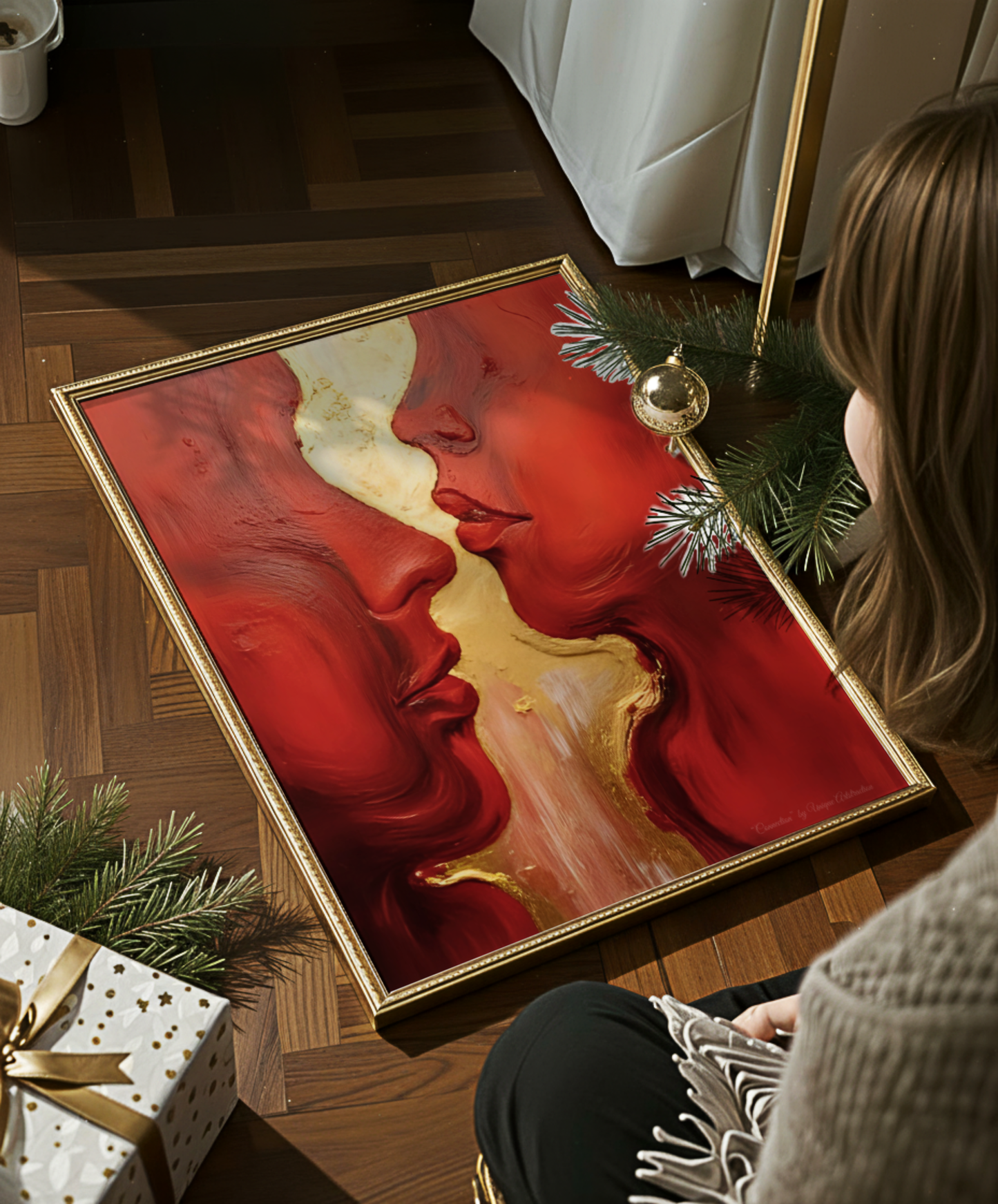 Abstrakte Weihnachtskunst von Unique ArtStraction – Verbindung, Wärme und Achtsamkeit in modernen Farbtönen interpretiert. Winter Poster, Weihnachten Dekoration, Geschenk, Ungerahmtes Poster