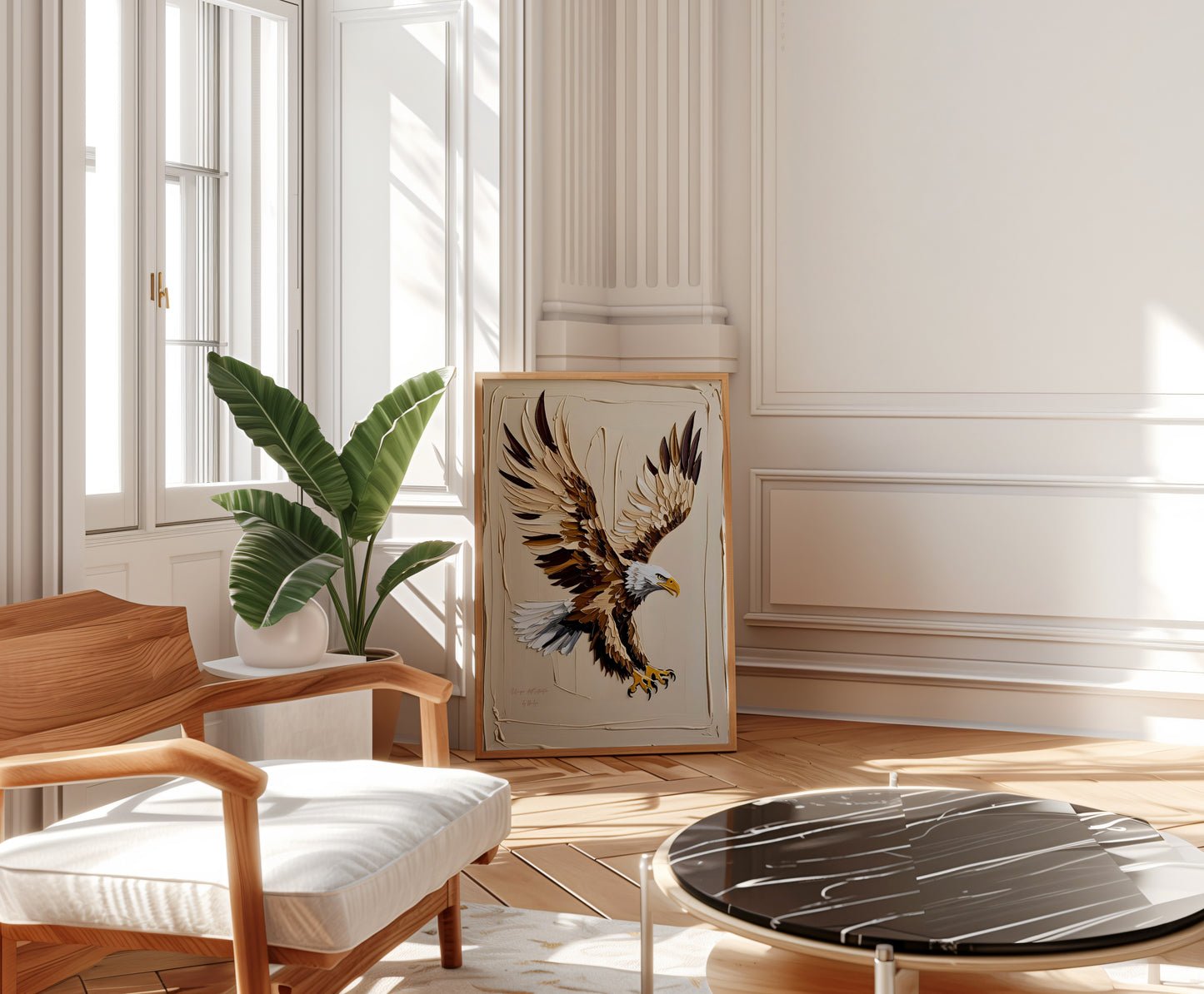 Golden Eagle, Adler Poster, Schwarz Goldene Beige Wandkunst, Animal Print, Wanddekoration, ungerahmt; Wall Art, Home Decor - Hochwertiges Künstlerpapier, seidenmatt