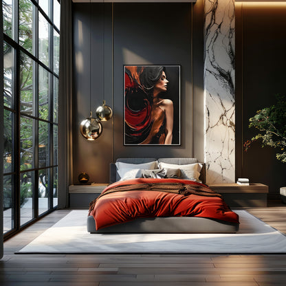 Dark Velvet Poster, Elegantes Wandposter, Kunstdruck, Schwarz Rosegoldene Wandkunst, ungerahmt - Hochwertiges Künstlerpapier, seidenmatt