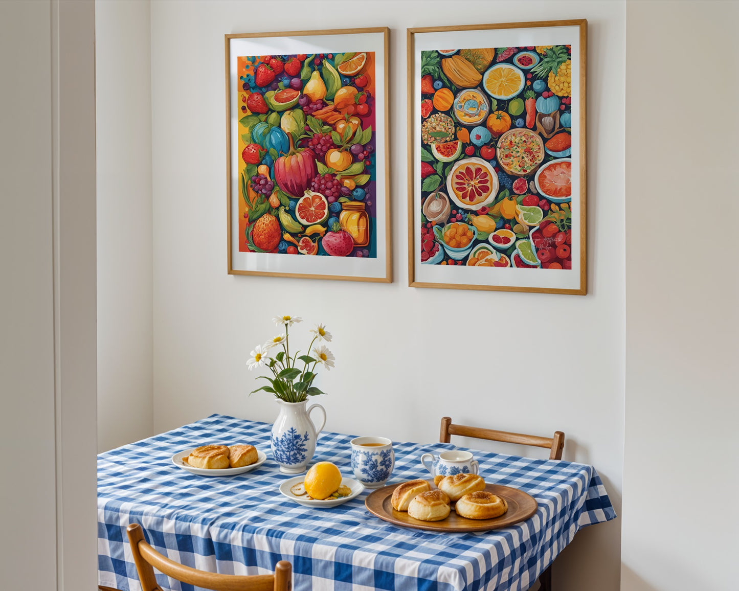 Mass of Fruits, Buntes Abstraktes Früchte Poster , Kunstdruck für Küche oder Esszimmer, ungerahmt – Hochwertiges Künstlerpapier, seidenmatt