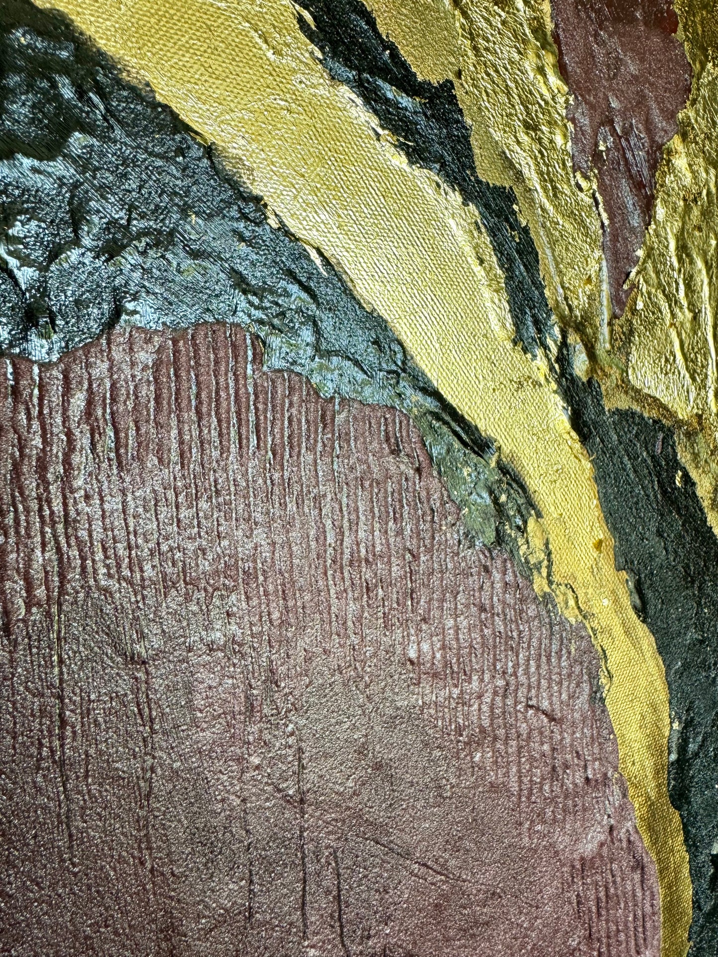 Goldene Tiefe, Abstrakte Acrylmalerei auf Leinwand, 50x70 cm; ungerahmt