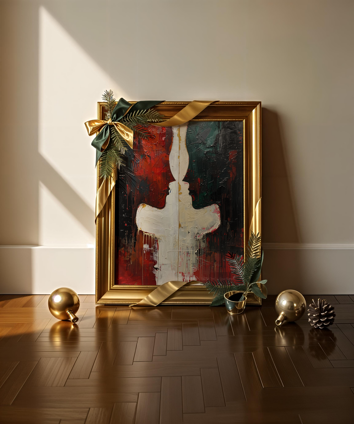 'Connection' Abstraktes Weihnachtskunstposter über Nähe & Verbundenheit