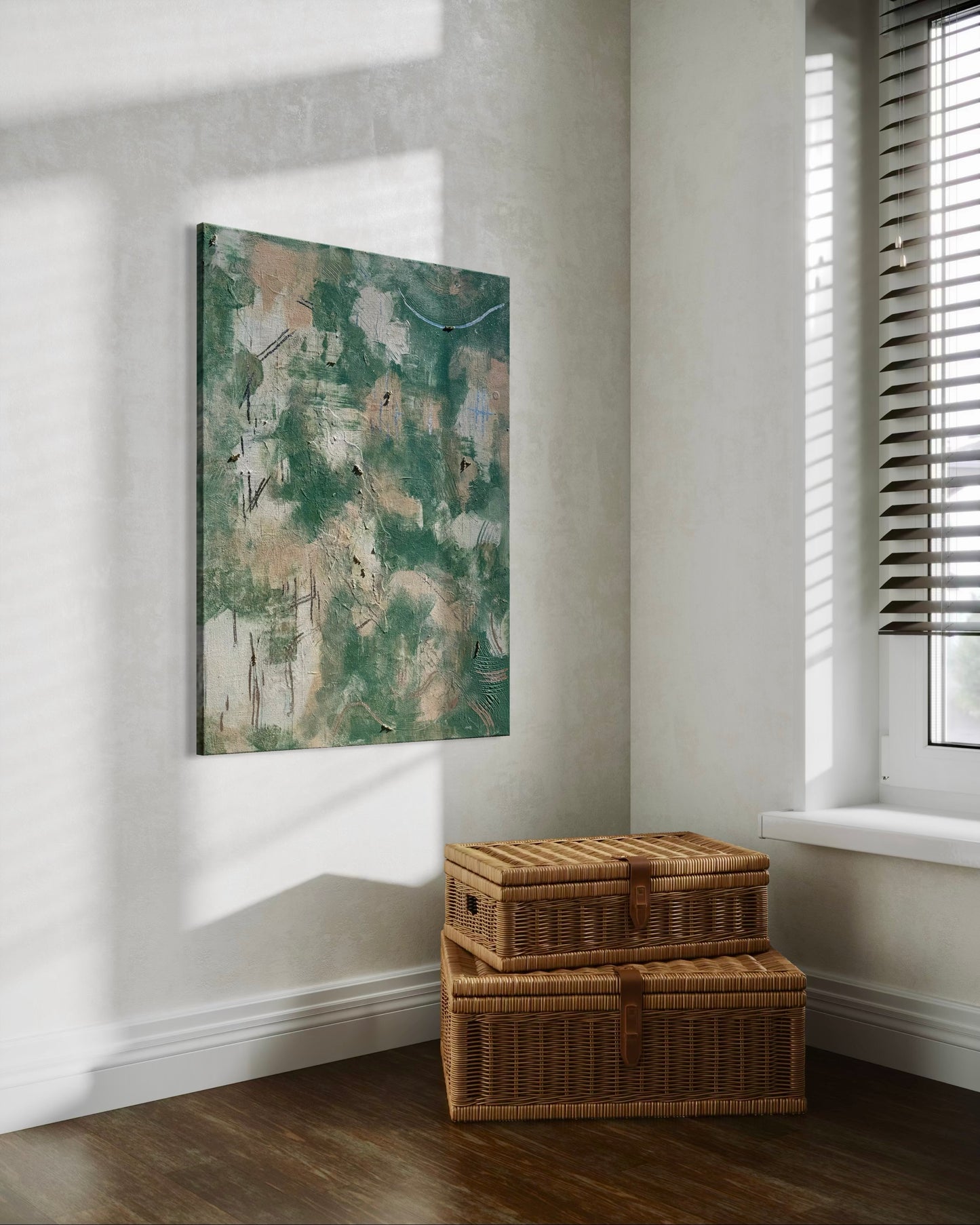 'Green in Harmony' Original Leinwand, Abstrakte Acrylmalerei, Ungerahmte Leinwand