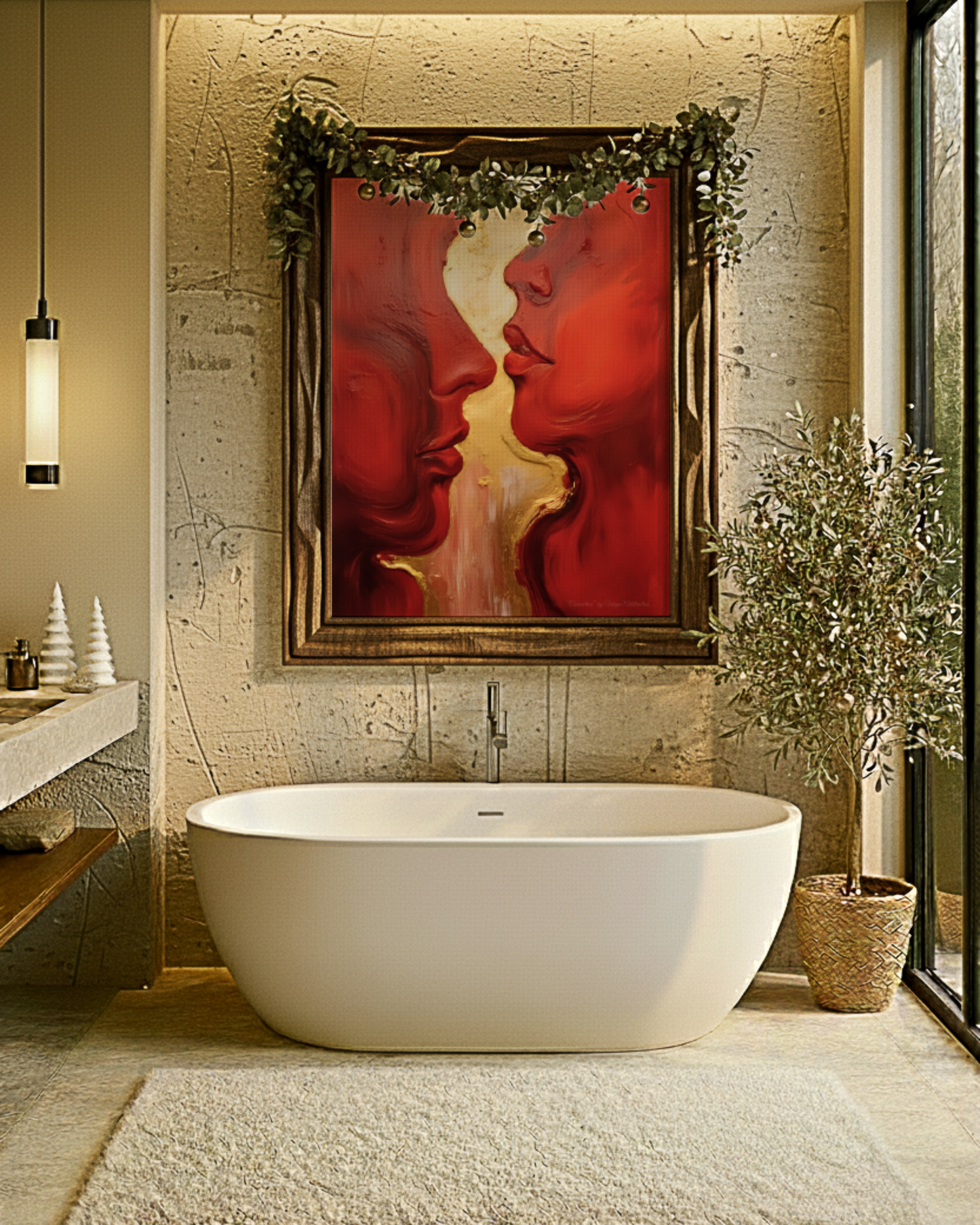 Abstrakte Weihnachtskunst von Unique ArtStraction – Verbindung, Wärme und Achtsamkeit in modernen Farbtönen interpretiert. Winter Poster, Weihnachten Dekoration, Geschenk, 