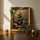 Festlicher Weihnachtsbaum als Fine Art Print – stilvolles Weihnachtsposter mit goldenem Licht, Ornamenten und eleganter Komposition. Moderne Christmas Wall Art Winter Edition für festliche Wohnräume.
