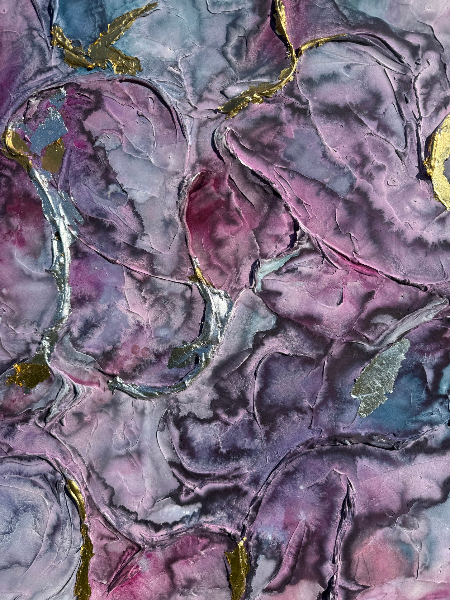 Purple Love, dreidimensionale Acrylmalerei auf Leinwand, 80x80 cm, ungerahmt