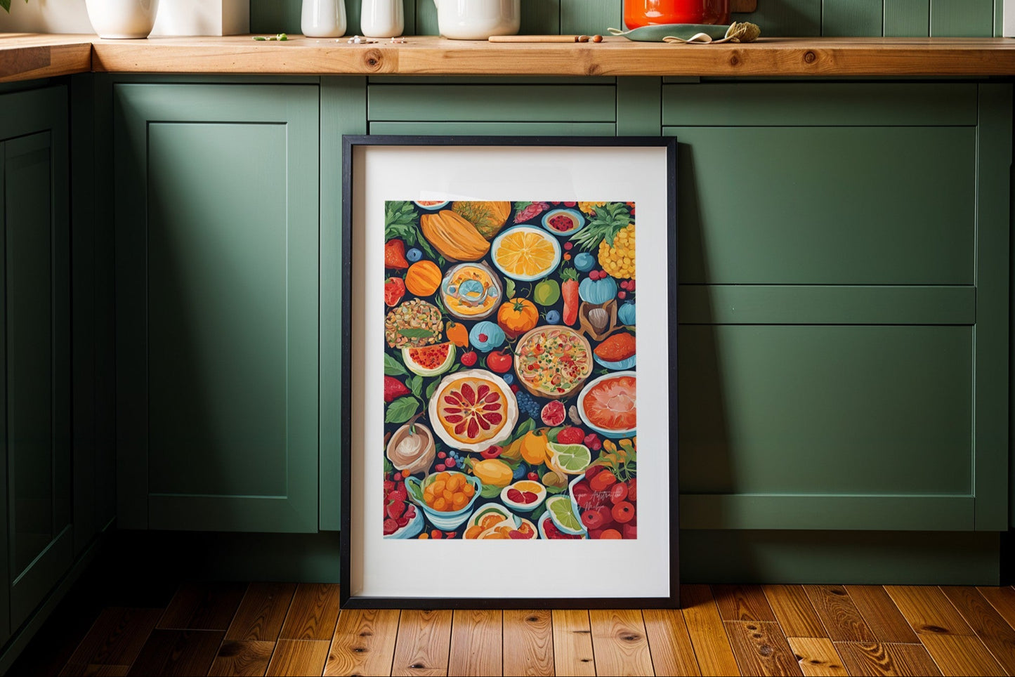 Heaven of Fruits, Buntes Abstraktes Früchte Poster, Kunstdruck für Küche oder Esszimmer, ungerahmt - Hochwertiges Künstlerpapier, seidenmatt