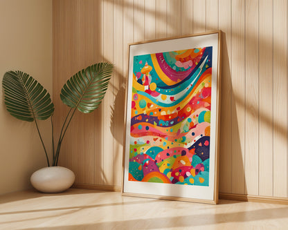 Color Waves, Buntes abstraktes Poster, Kunstdruck für Wohnräume und Kinderzimmer, Hochwertiges Künstlerpapier, seidenmatt