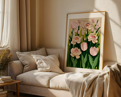 Flowers of Spring Poster, Florales Acyrlbild, Blumenmotiv, Frühling Poster, Abstrakte Wandkunst,  ungerahmt; Wall Art, Home Decor, Art Prints