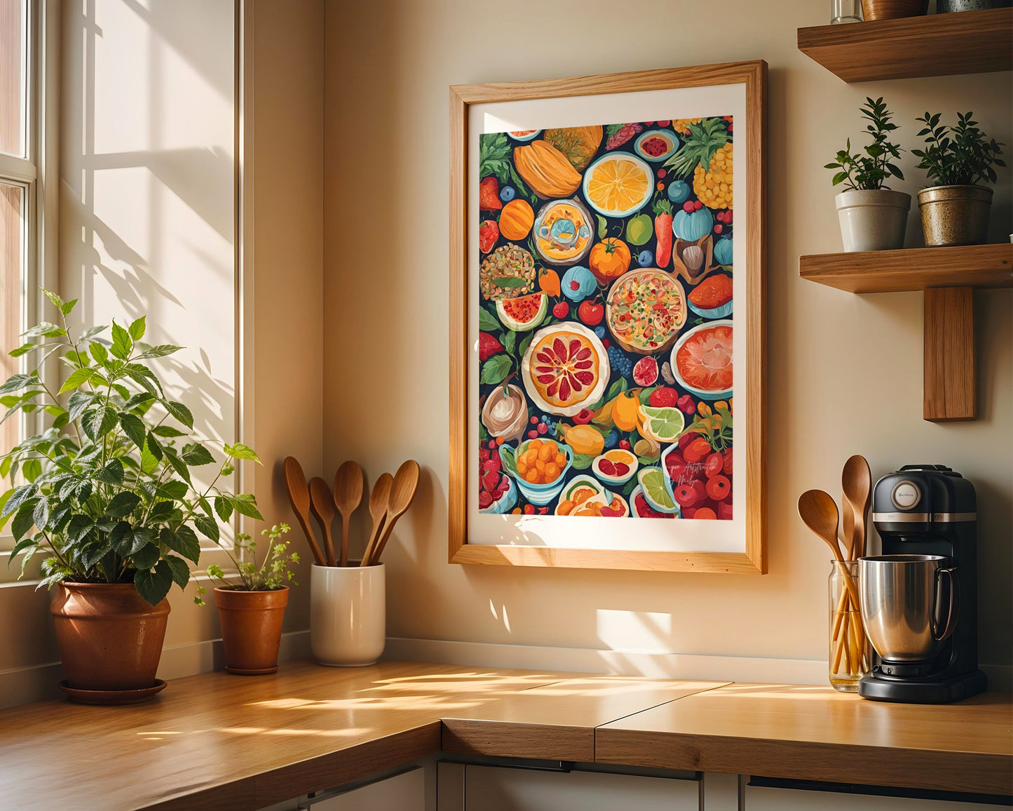 Heaven of Fruits, Buntes Abstraktes Früchte Poster, Kunstdruck für Küche oder Esszimmer, ungerahmt - Hochwertiges Künstlerpapier, seidenmatt