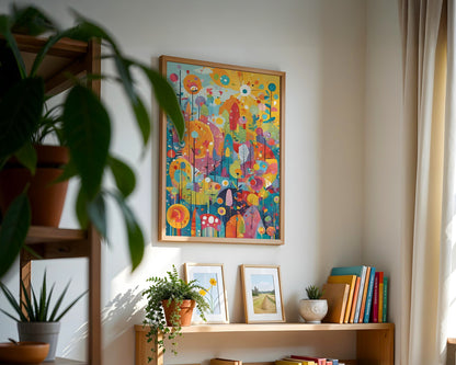 Colorful Wonder, Abstraktes buntes Poster mit vielen Farbklecksen, Kunstdruck für Kinderzimmer, ungerahmt -Hochwertiges Künstlerpapier, seidenmatt