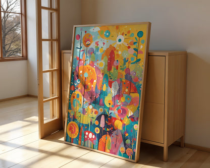 Colorful Wonder, Abstraktes buntes Poster mit vielen Farbklecksen, Kunstdruck für Kinderzimmer, ungerahmt -Hochwertiges Künstlerpapier, seidenmatt