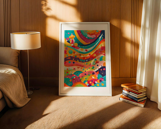 Color Waves, Buntes abstraktes Poster, Kunstdruck für Wohnräume und Kinderzimmer, Hochwertiges Künstlerpapier, seidenmatt