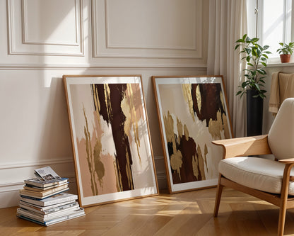 Natural Gold Poster, Beige Goldene Wandkunst, Golden Wall Art, Elegante Wanddeko, ungerahmt; Wall Art, Home Decor - Hochwertiges Künstlerpapier, seidenmatt