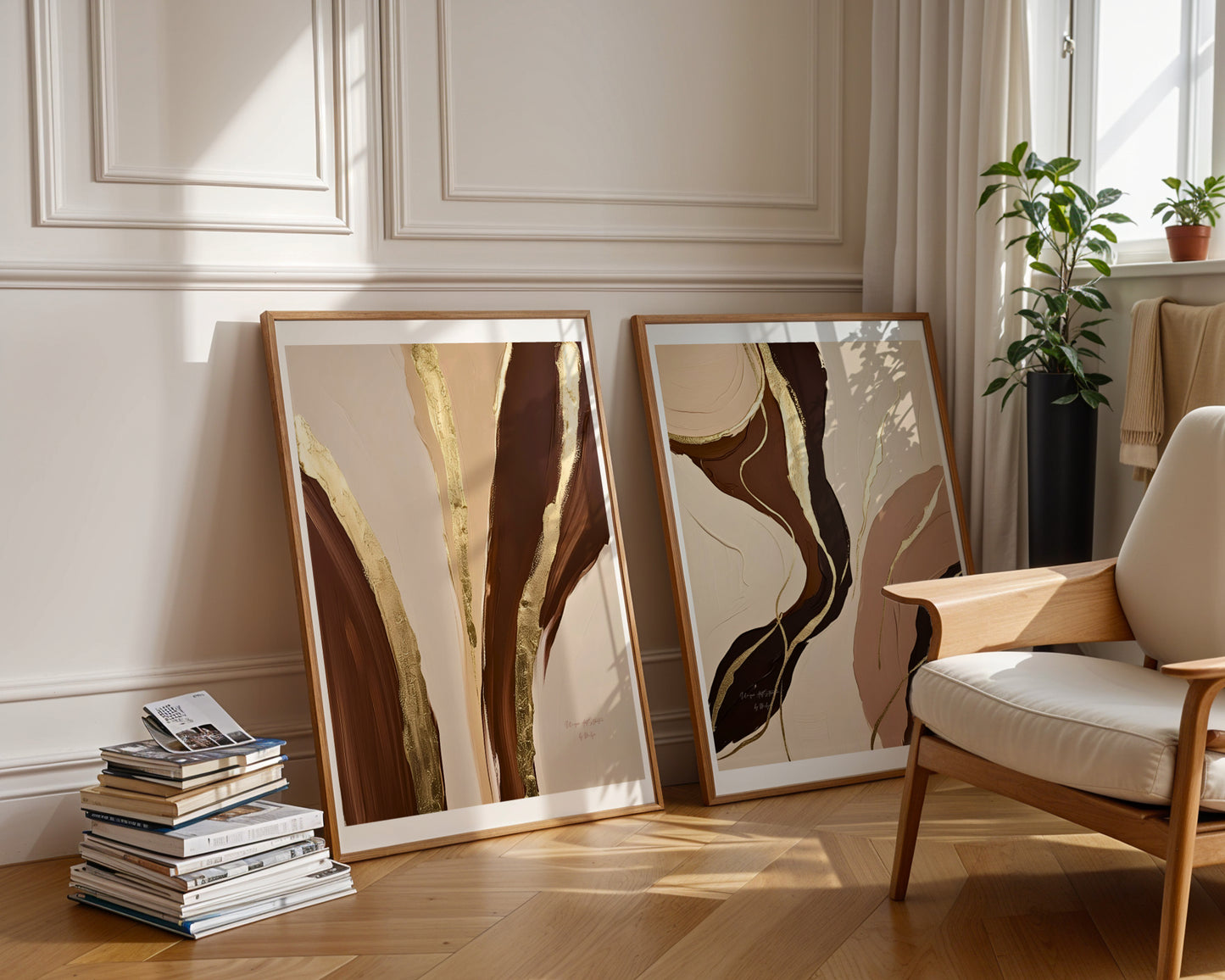 Natural Gold Poster, Beige Goldene Wandkunst, Golden Wall Art, Elegante Wanddeko, ungerahmt; Wall Art, Home Decor - Hochwertiges Künstlerpapier, seidenmatt