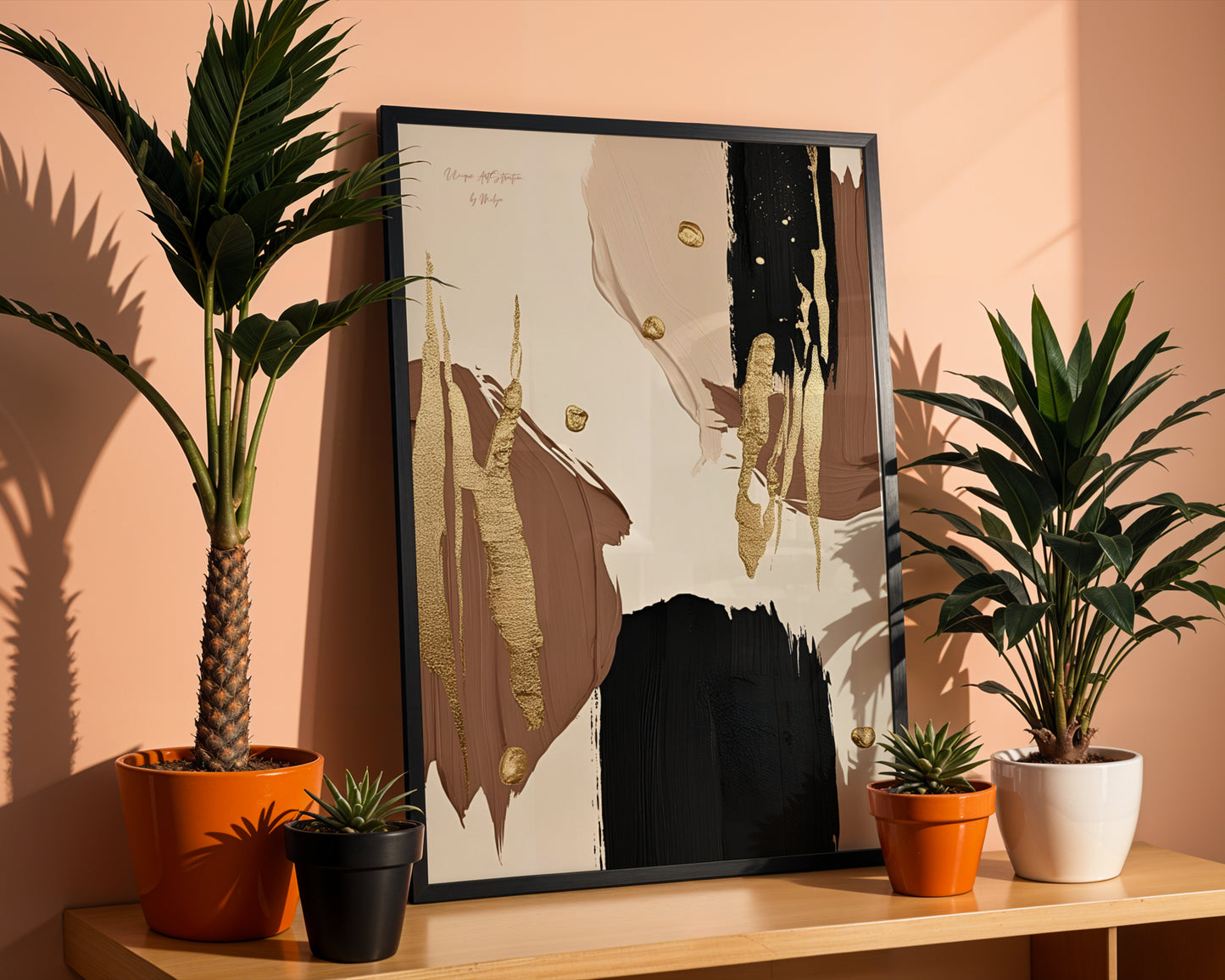 Natural Gold Poster, Beige Goldene Wandkunst, Elegante Wanddekoration, ungerahmt; Wall Art, Home Decor, Trendy Poster - Hochwertiges Künstlerpapier, seidenmatt