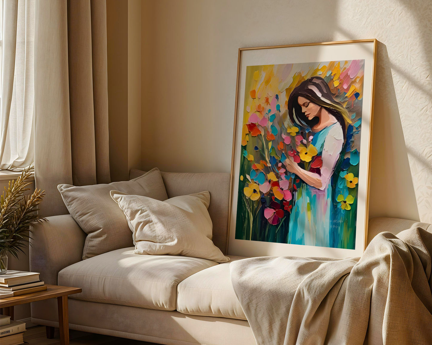 Woman of Spring Poster, Florales Acyrlbild, Blumenmotiv, Frühling Poster, Abstrakte Wandkunst,  ungerahmt; Wall Art, Home Decor, Art Prints - Hochwertiges Künstlerpapier, seidenmatt