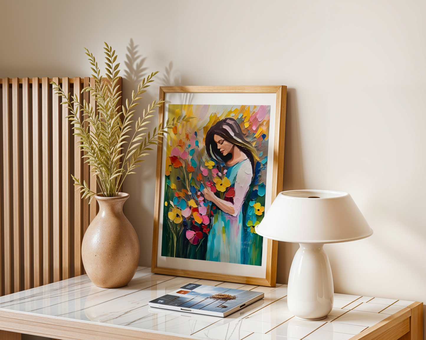 Woman of Spring Poster, Florales Acyrlbild, Blumenmotiv, Frühling Poster, Abstrakte Wandkunst,  ungerahmt; Wall Art, Home Decor, Art Prints - Hochwertiges Künstlerpapier, seidenmatt