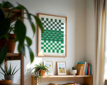 Geometrics in Green Poster, Retro Print, ungerahmt, Kunstdruck für Wohnraum und Kinderzimmer - Hochwertiges Künstlerpapier, seidenmatt