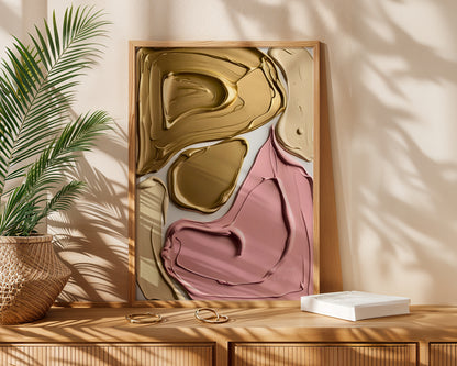 Colors in love Poster, Edler Print, Wandkunst in Rosa, Beige und Gold; ungerahmt - Hochwertiges Künstlerpapier, seidenmatt