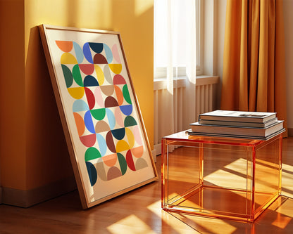 Geometrisches Poster, Retro Print, ungerahmt, Trendy Poster, Kunstdruck für Wohnraum und Kinderzimmer, - Hochwertiges Künstlerpapier, seidenmatt