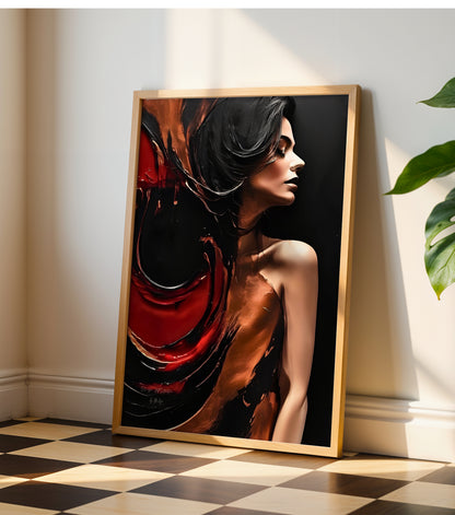 Dark Velvet Poster, Elegantes Wandposter, Kunstdruck, Schwarz Rosegoldene Wandkunst, ungerahmt - Hochwertiges Künstlerpapier, seidenmatt