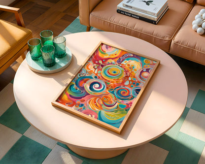Magic Circles, Buntes abstraktes Poster mit Kreisen, Kunstdruck für Wohnräume und Kinderzimmer, Hochwertiges Künstlerpapier, seidenmatt