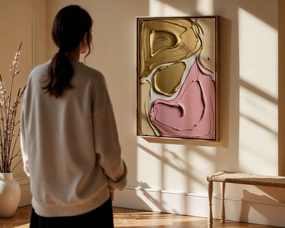 Colors in love Poster, Edler Print, Wandkunst in Rosa, Beige und Gold; ungerahmt - Hochwertiges Künstlerpapier, seidenmatt