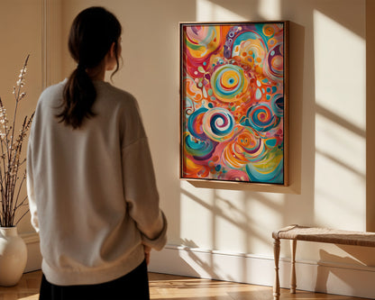 Magic Circles, Buntes abstraktes Poster mit Kreisen, Kunstdruck für Wohnräume und Kinderzimmer, Hochwertiges Künstlerpapier, seidenmatt