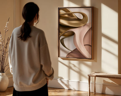 Loving Harmony Poster, Edler Print, Rosa Goldene Wandkunst, ungerahmt - Hochwertiges Künstlerpapier, seidenmatt