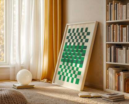 Geometrics in Green Poster, Retro Print, ungerahmt, Kunstdruck für Wohnraum und Kinderzimmer - Hochwertiges Künstlerpapier, seidenmatt