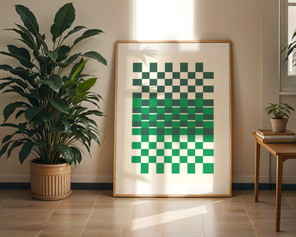 Geometrics in Green Poster, Retro Print, ungerahmt, Kunstdruck für Wohnraum und Kinderzimmer - Hochwertiges Künstlerpapier, seidenmatt