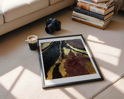 'Goldene Tiefe' Print, Gedruckte Acrylmalerei ungerahmt - Hochwertiges Künstlerpapier, seidenmatt