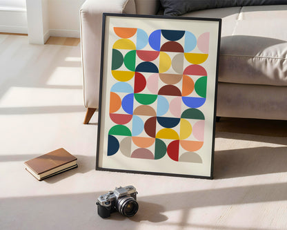 Geometrisches Poster, Retro Print, ungerahmt, Trendy Poster, Kunstdruck für Wohnraum und Kinderzimmer, - Hochwertiges Künstlerpapier, seidenmatt