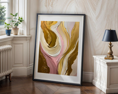 Colors in love Poster, Edler Print in Rosa, Beige und Gold; Wandkunst, ungerahmt - Hochwertiges Künstlerpapier, seidenmatt