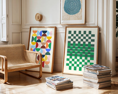 Geometrisches Poster, Retro Print, ungerahmt, Trendy Poster, Kunstdruck für Wohnraum und Kinderzimmer, - Hochwertiges Künstlerpapier, seidenmatt