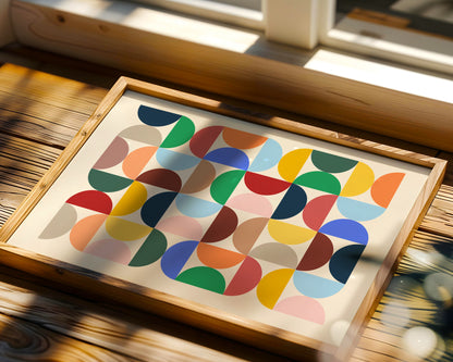 Geometrisches Poster, Retro Print, ungerahmt, Trendy Poster, Kunstdruck für Wohnraum und Kinderzimmer, - Hochwertiges Künstlerpapier, seidenmatt