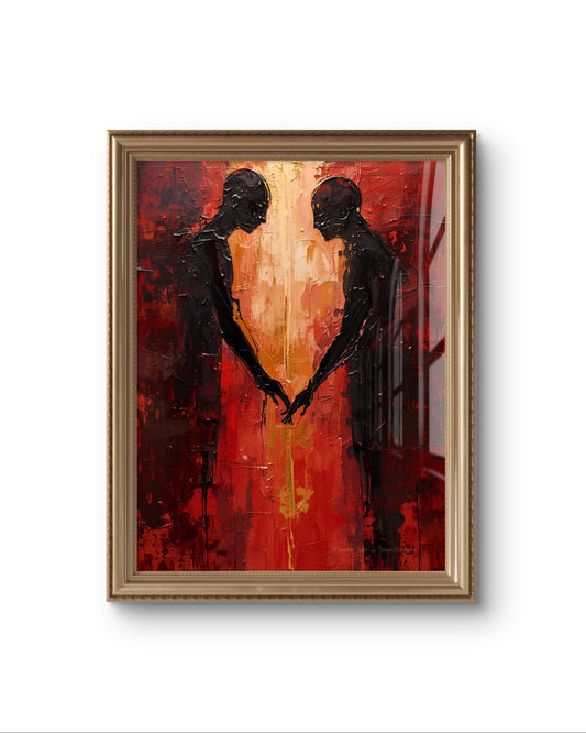 Abstrakte Weihnachtskunst von Unique ArtStraction – Verbindung, Wärme und Achtsamkeit in modernen Farbtönen interpretiert. Dreidimensionale Wirkung, Weihnachten, Geschenk, Elegante Wanddekoration, Ungerahmtes Poster