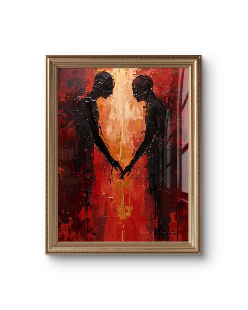 Abstrakte Weihnachtskunst von Unique ArtStraction – Verbindung, Wärme und Achtsamkeit in modernen Farbtönen interpretiert. Dreidimensionale Wirkung, Weihnachten, Geschenk, Elegante Wanddekoration, Ungerahmtes Poster