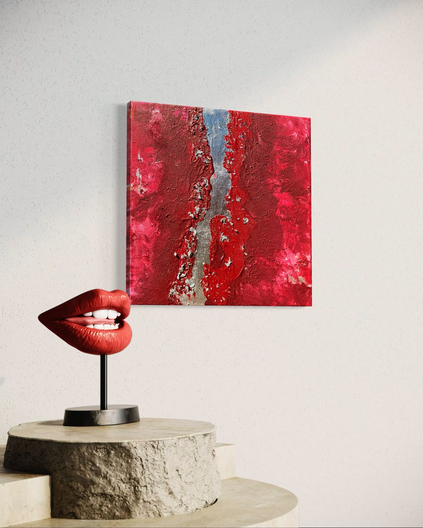 'Kiss in Glamour' Original-Leinwand, Abstrakte Acrylmalerei, Ungerahmte Leinwand