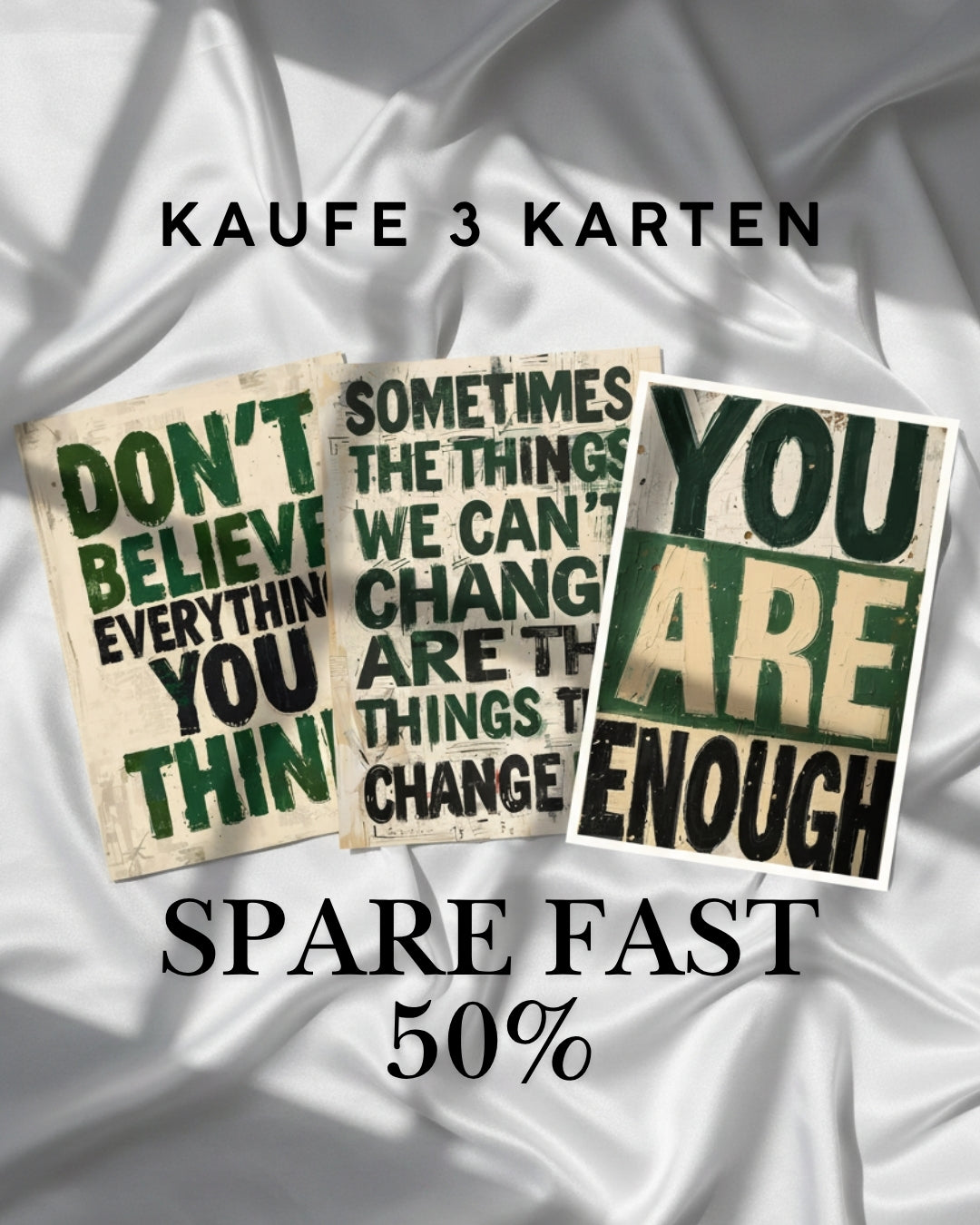 A6 Postkarten mit inspirierenden Zitaten und abstrakter Kunst – motivierende Sprüche über Leben, Achtsamkeit und Selbstreflexion. Perfekt als Geschenk oder zum Aufhängen an Pinnwand oder Kühlschrank. Sale Postkarten Set, Grußkarte