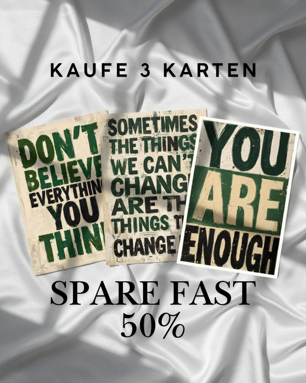 A6 Postkarten mit inspirierenden Zitaten und abstrakter Kunst – motivierende Sprüche über Leben, Achtsamkeit und Selbstreflexion. Perfekt als Geschenk oder zum Aufhängen an Pinnwand oder Kühlschrank. Sale Postkarten Set, Grußkarte