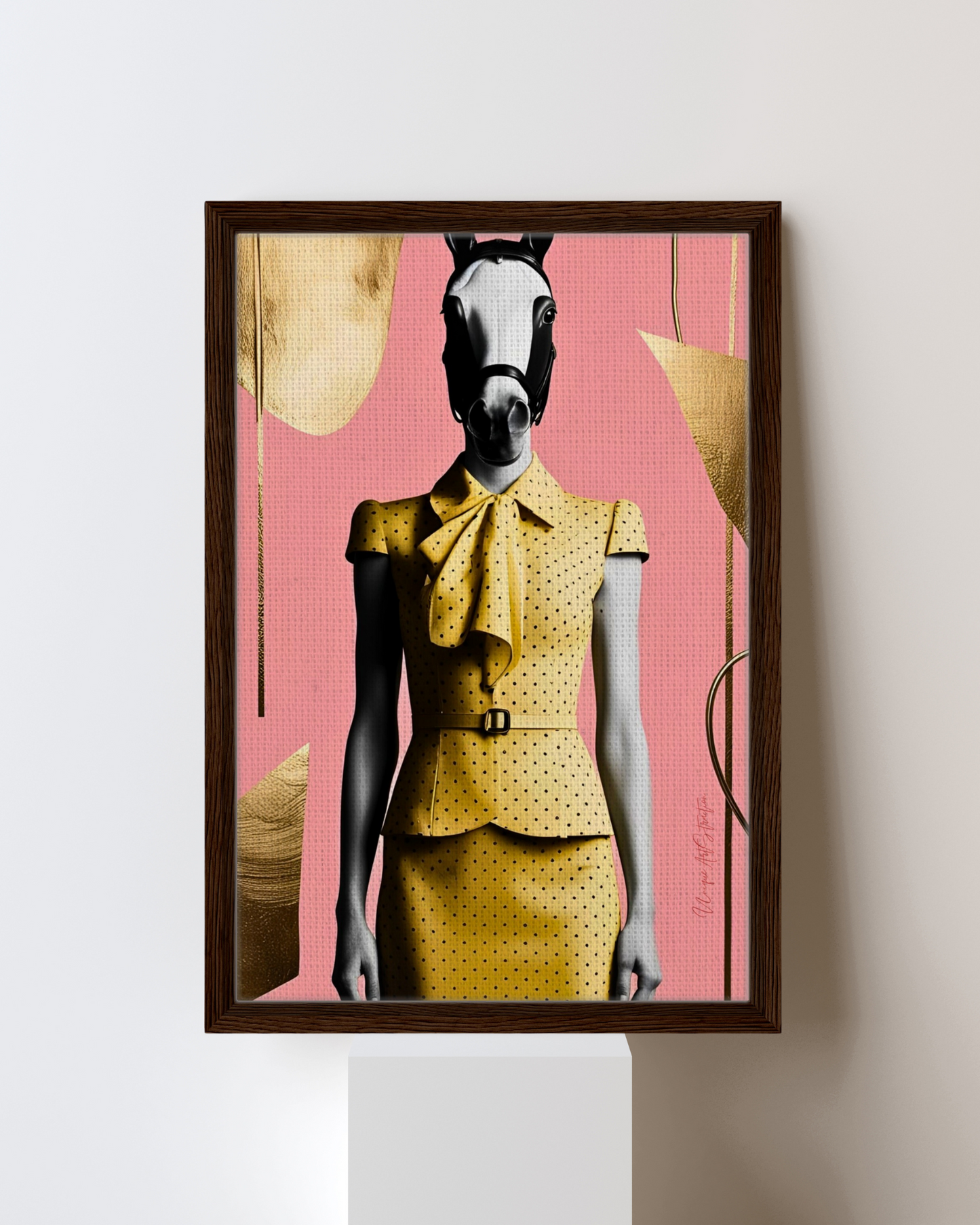 Italian Horse Lady - Extravagante gerahmte Leinwand, Holzrahmen, Luxury Decor, Framed Canva, Italian Design, Trendy Wall Art