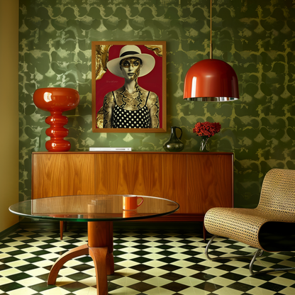 Lady in Snake-  Extravagantes Poster, Italienische Schlangenfrau, Luxury Decor, Modern Art, Italian Design, Trendy Wall Art