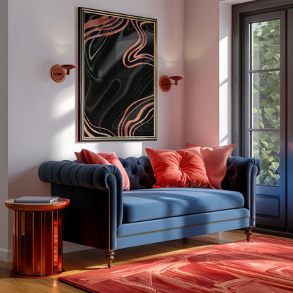Black Amour Poster, Elegantes Wandposter,  Schwarz Kupferne Wanddekoration, Kunstdruck für Wohnräume, ungerahmt; Wall Art, Home Decor - Hochwertiges Künstlerpapier, seidenmatt