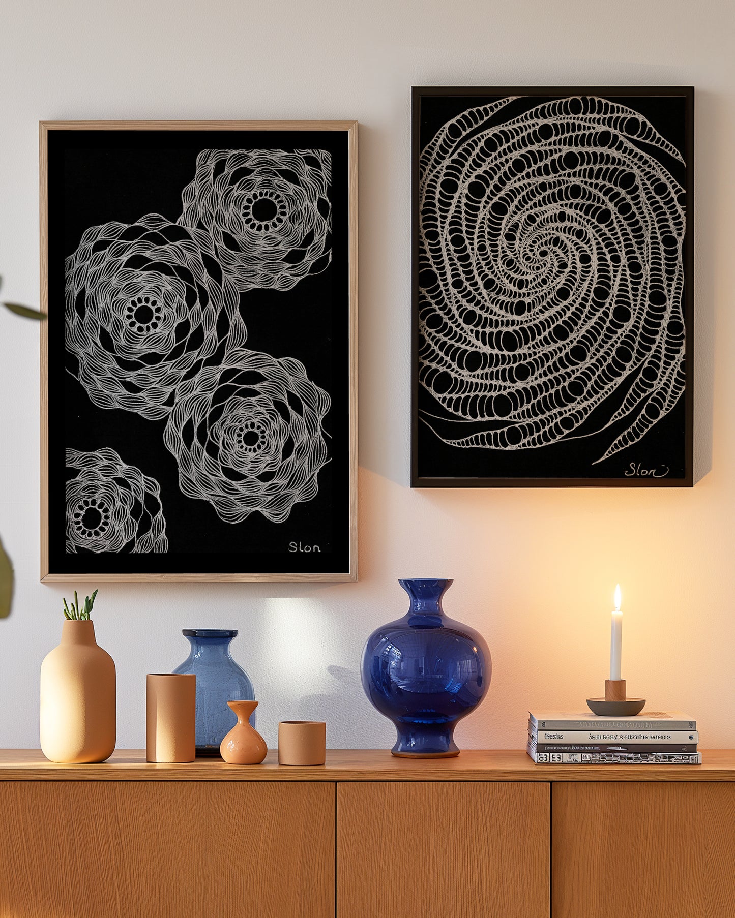 Neurografik Poster in Schwarz Silber, Minimalistische geometrische Wandkunst, Wanddeko Wohnzimmer, ungerahmt, Wall Art, Wall Decor, Trendy Wall Art Prints - Hochwertiges Künstlerpapier, seidenmatt