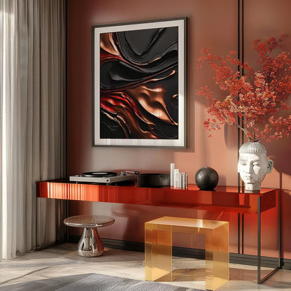 Dark Velvet Poster, Elegantes Wandposter, Schwarz Rosegoldene Wandkunst, ungerahmt - Hochwertiges Künstlerpapier, seidenmatt