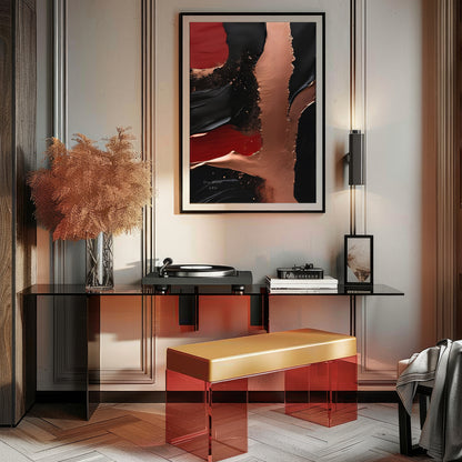 Dark Velvet Poster, Elegantes Wandposter, Schwarz Rosegoldene Wandkunst, ungerahmt - Hochwertiges Künstlerpapier, seidenmatt
