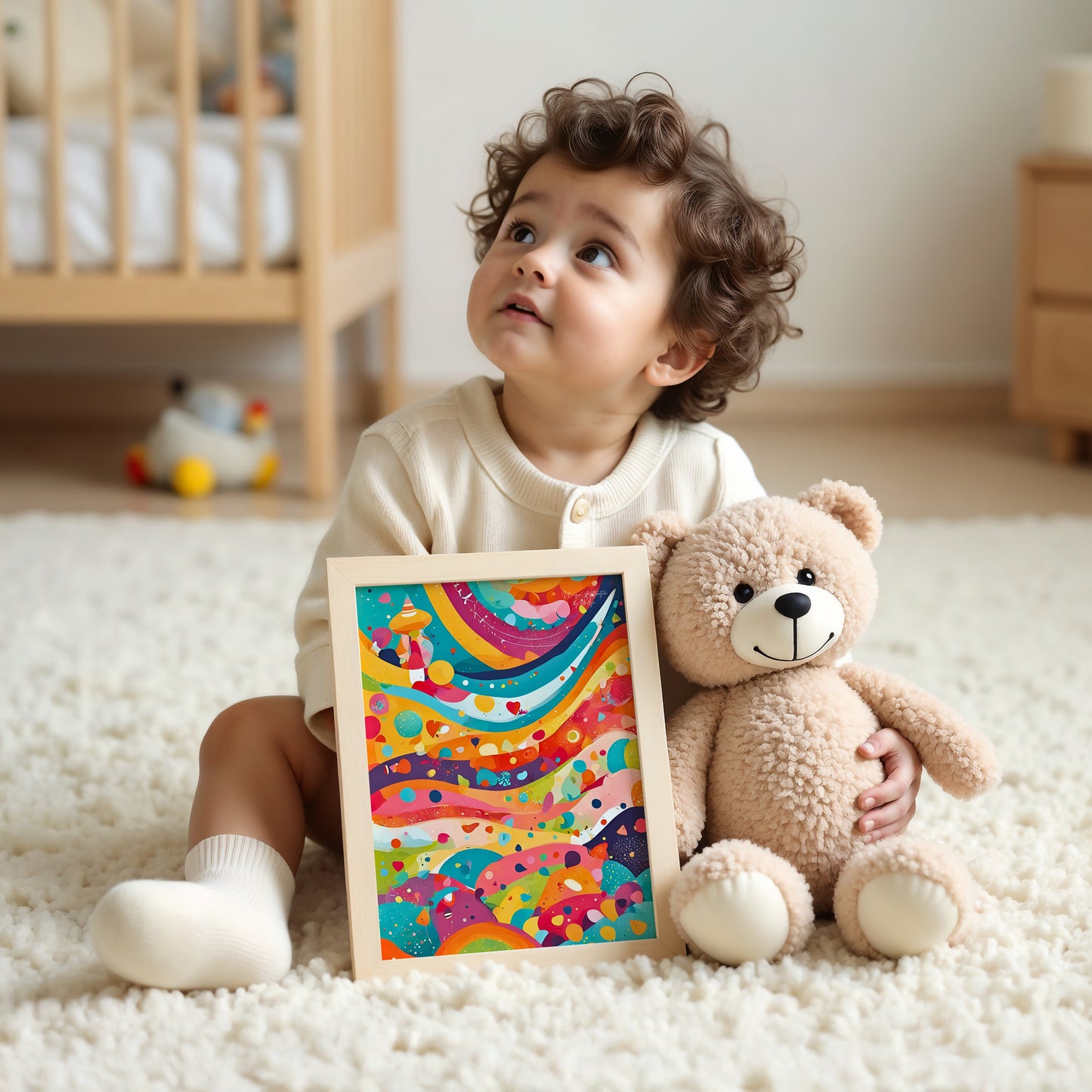 Color Waves, Buntes abstraktes Poster, Kunstdruck für Wohnräume und Kinderzimmer, Hochwertiges Künstlerpapier, seidenmatt
